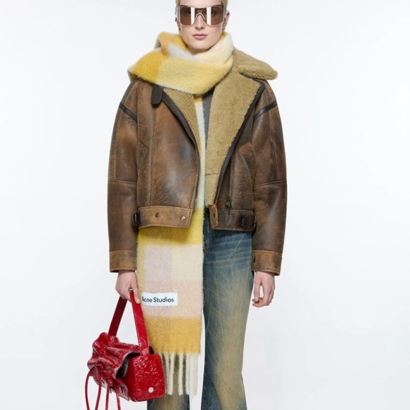 Acne Studio Mohair Checked Scarf - Picture 2 of 7